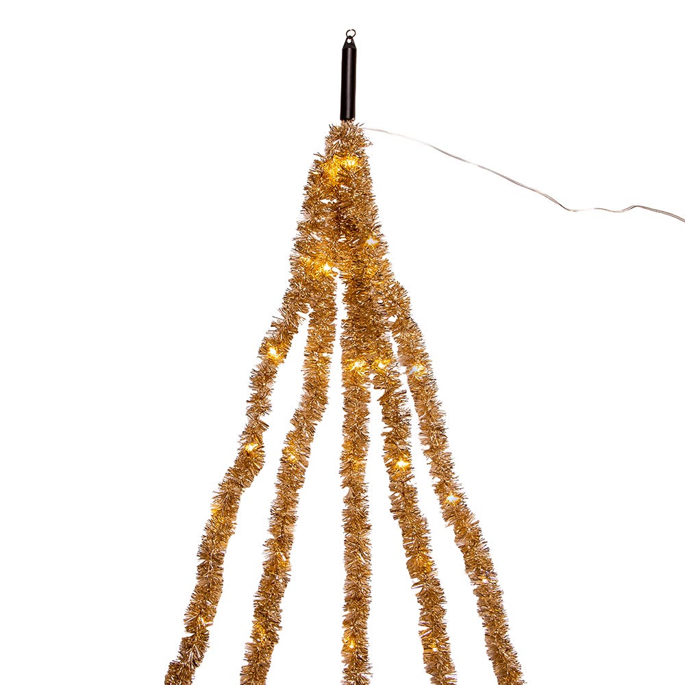 Kurt Adler 6.5-Foot 100-Light Warm White Champagne LED Tinsel Cascade Light Set